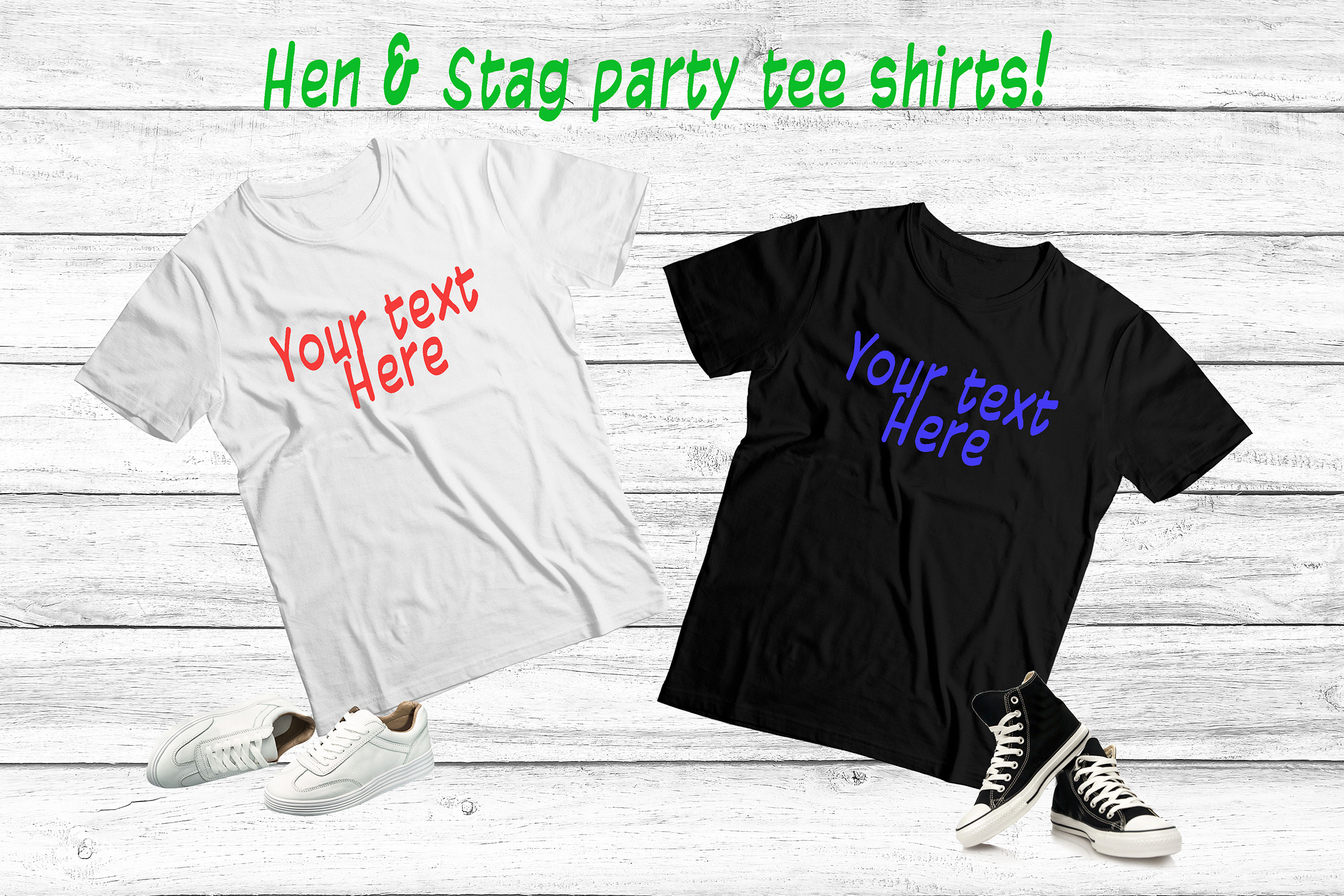 Custom printed Hen and Stag tee shirts