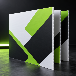 5mm printed Correx boards in Holywell Signs black, white and green style