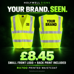 RX700 printed waistcoat offer: £8.45 including small front logo and back print